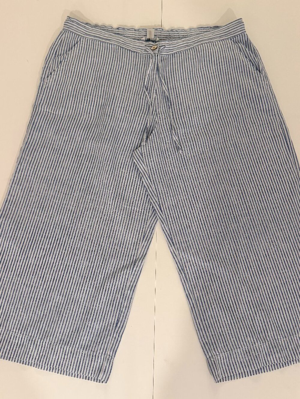 Tommy Bahama Mens Shorts XL Blue Striped Linen Drawstring Resort Coastal Beach